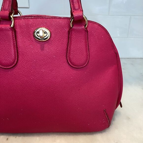 Coach Prince Street Cross Grain Leather Mini Convertible Domed Satchel Bag - Picture 3 of 15